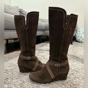 GEOX Respira Brown Suede Wedge Boots Women’s Size 37.5